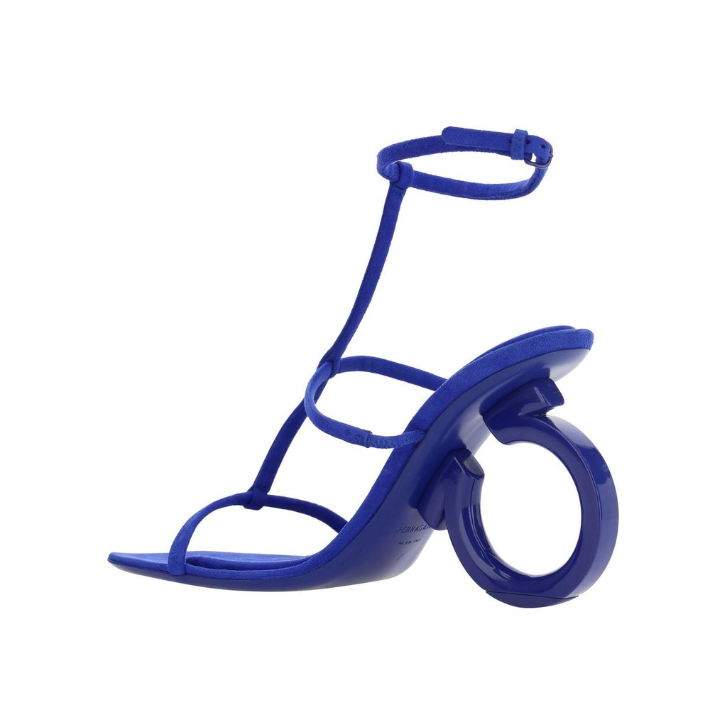 Salvatore Ferragamo Blue Calfskin Strap-On Sandals