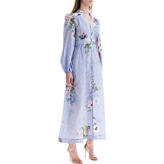 Zimmermann light blue watercolor floral midi dress with deep v neckline Dresses Zimmermann