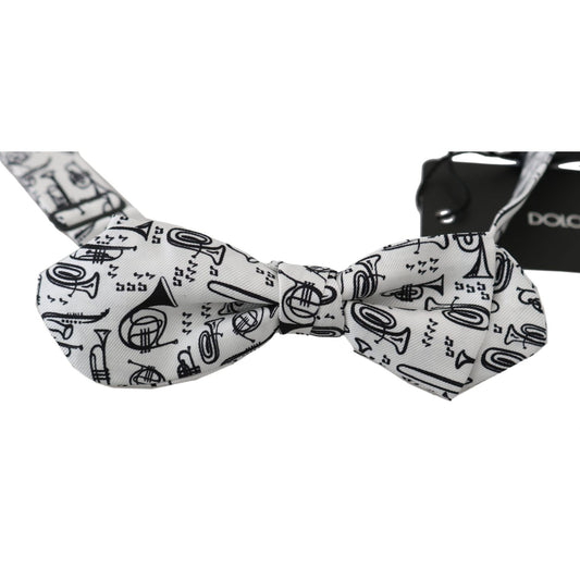 Dolce & Gabbana White Instruments Adjustable Neck Papillon Men Bow Tie