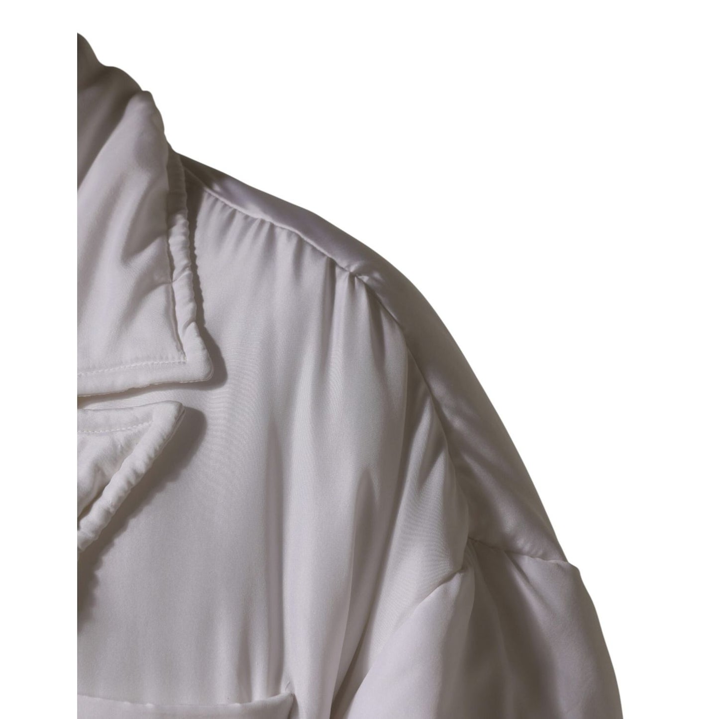 Dolce & Gabbana White Silk Padded Parka Men Coat Jacket