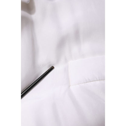 Dolce & Gabbana White Silk Padded Parka Men Coat Jacket