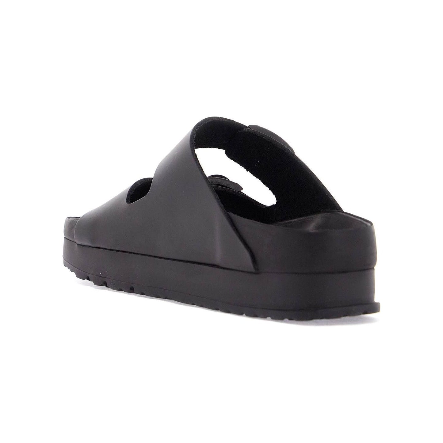 Birkenstock black leather platform sandals with two straps and metal buckles Sandals Birkenstock