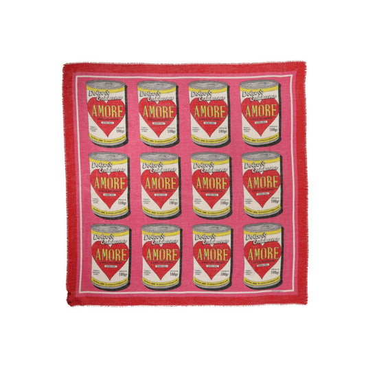 Dolce & Gabbana Pink DG Amore Print Neck Square Shawl 140cm x 140cm Scarf