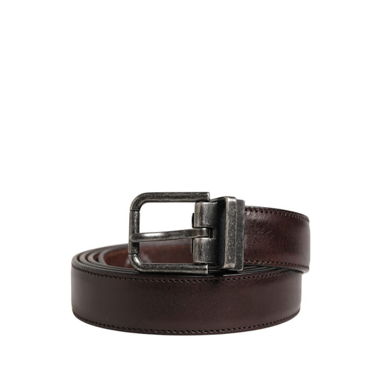 Dolce & Gabbana Men Brown Classic Leather Metal Buckle Belt 110 cm / 44 Inches,1728,67345645728,Accessories,Belts - Accessories,Brown,Dolce & Gabbana,Material: 100% Calf Leather,Men,New with tags,Regular Belts - Belts - Accessories