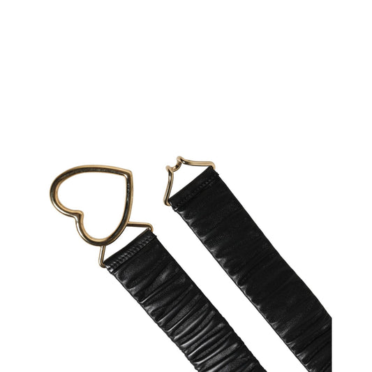 Dolce & Gabbana Black Leather Gold Heart Metal Buckle Belt