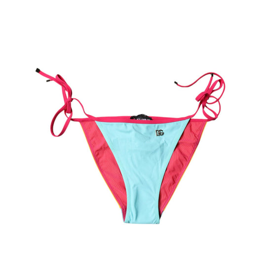 Dolce & Gabbana Multicolor Logo Swimsuit Bikini Bottom Swimwear 1728,67345645728,Bikinis - Swimwear - Clothing,Clothing,Dolce & Gabbana,IT4 | L,Material: 75% Nylon 25% Elastane,Multicolor,Preowned / Defect,Swimwear - Clothing,Women