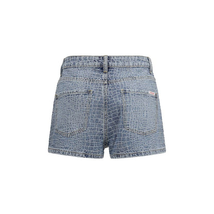 Self-Portrait Blue Cotton Bermuda Shorts