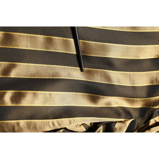 Dolce & Gabbana Gold Black Stripes Satin Tapered Leg Pants