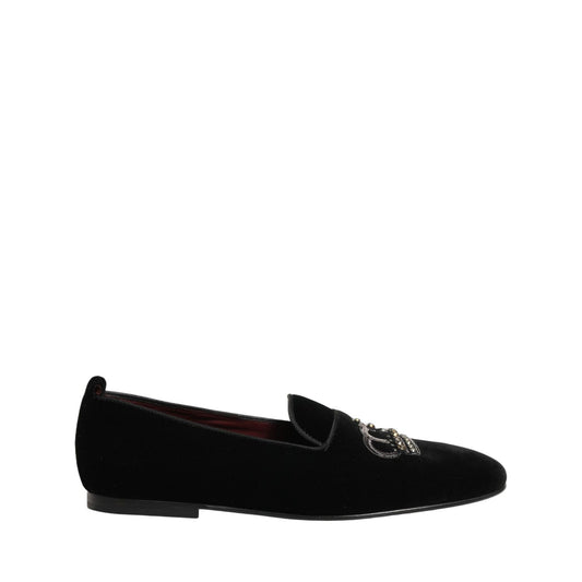 Dolce & Gabbana Black Crown Embellished Dress Loafers Shoes