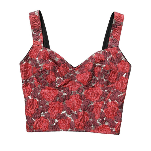 Dolce & Gabbana Multicolor Floral Cropped Bustier Tank Top
