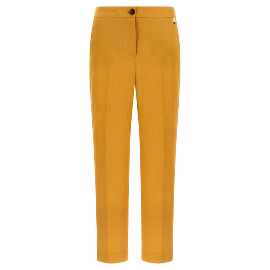 Herno Orange Linen Casual Pants