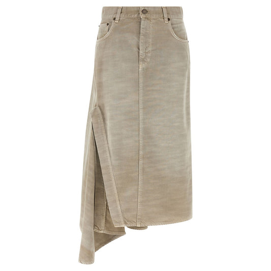 Haikure Gray Cotton Midi Skirt