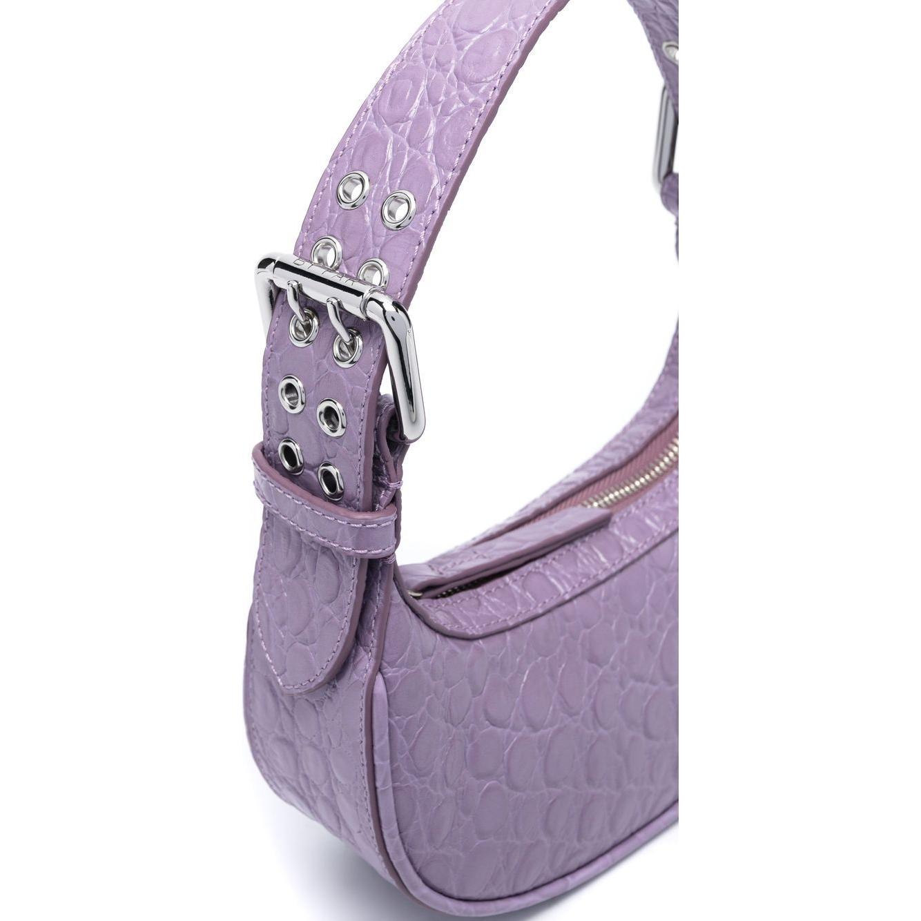 BY FAR PRE mini Soho crocodile-embossed leather shoulder Bag Purple Shoulder By Far Pre