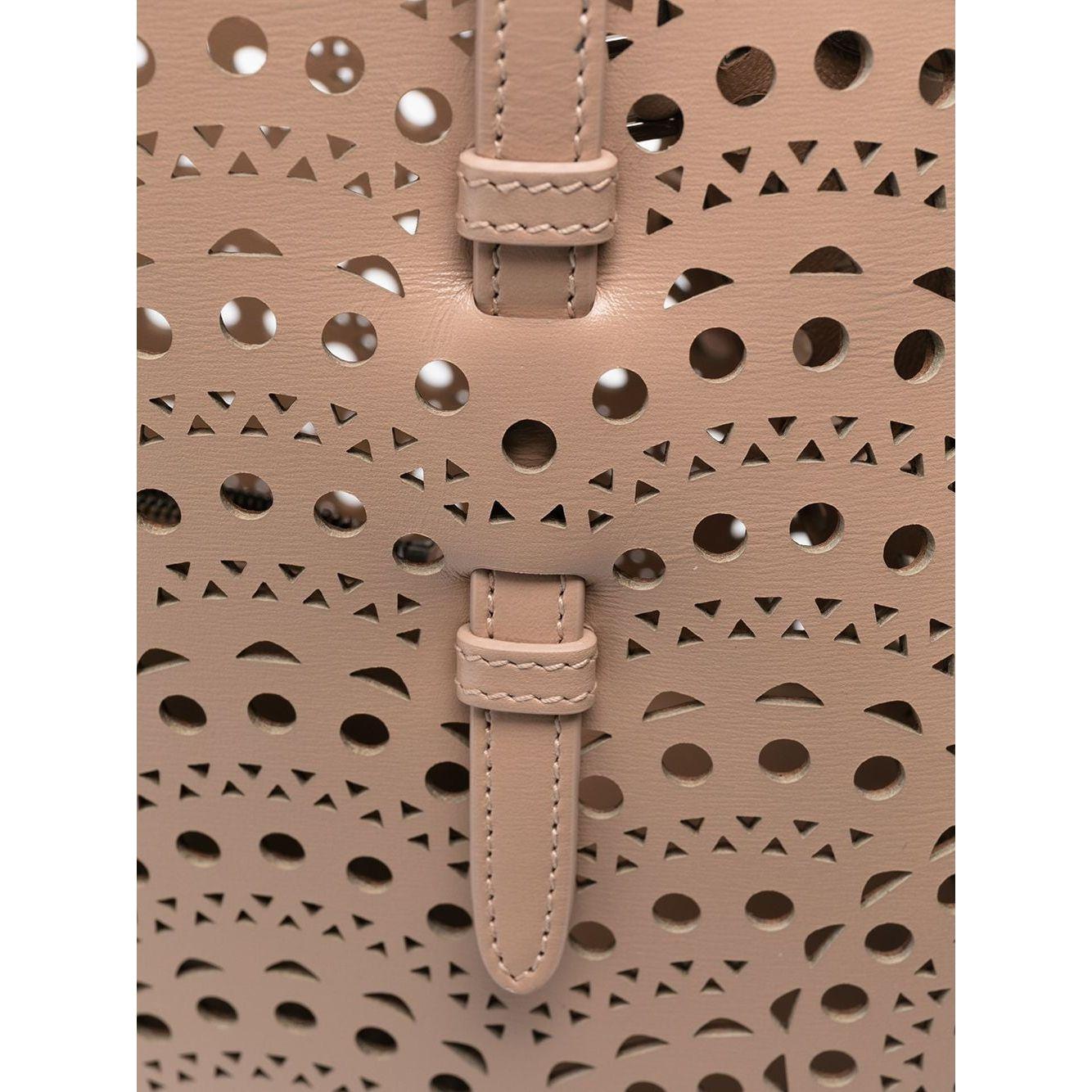 Alaia Beige Lamb Skin Mina Perforated Tote Bag Handbag Alaia