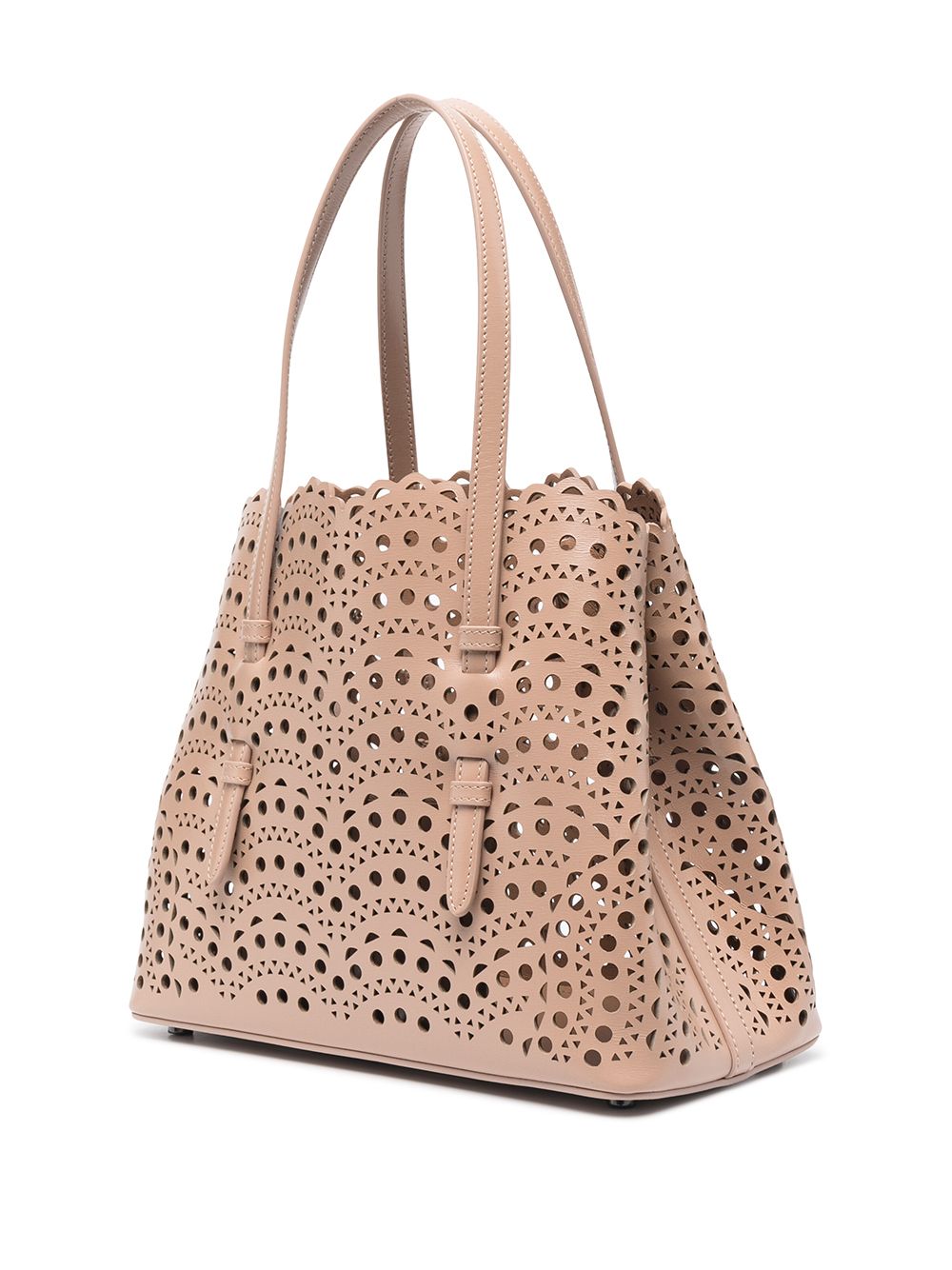 Alaia Beige Lamb Skin Mina Perforated Tote Bag Handbag Alaia