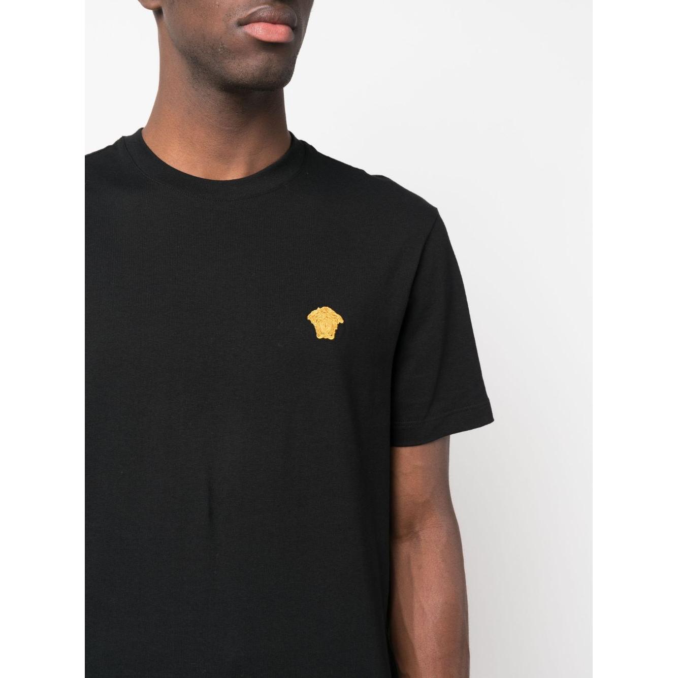 Versace Medusa-embroidered Cotton T-shirt Black Topwear Versace