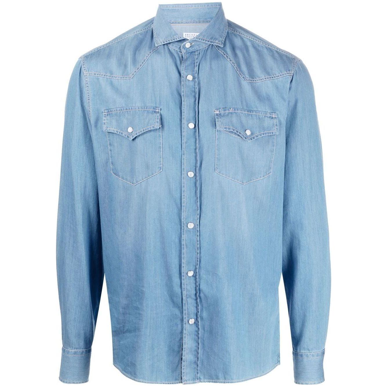 Brunello Cucinelli Shirts Clear Blue Shirts Brunello Cucinelli