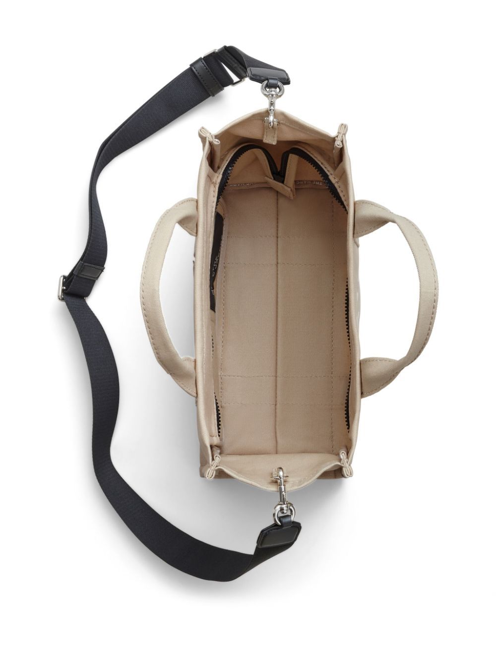 Front view with bag zipped and handles upright.