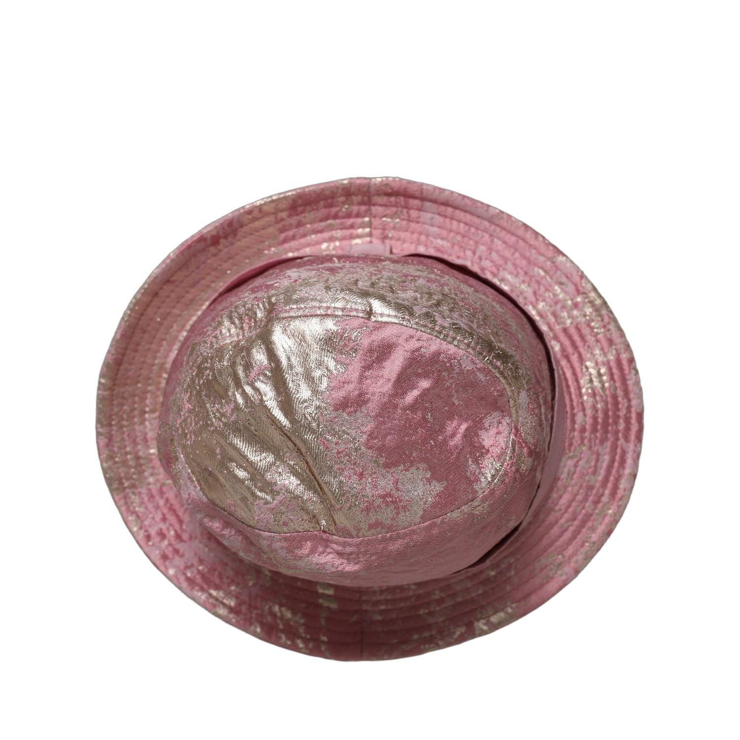 Dolce & Gabbana Pink Metallic Jacquard Pattern Bucket Capello Hat