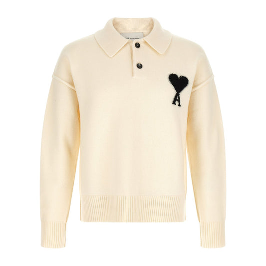Ami Paris Bicolor Wool Polo Shirt