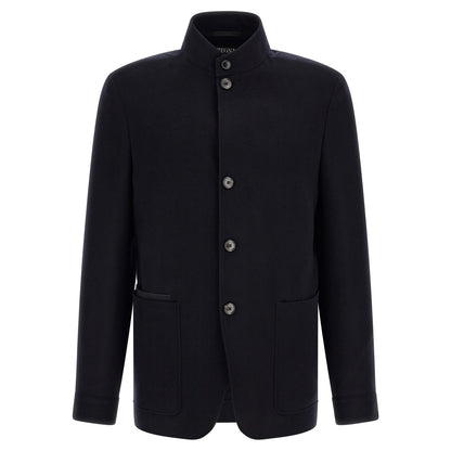 ZEGNA Blue Cashmere Full-Length Jacket