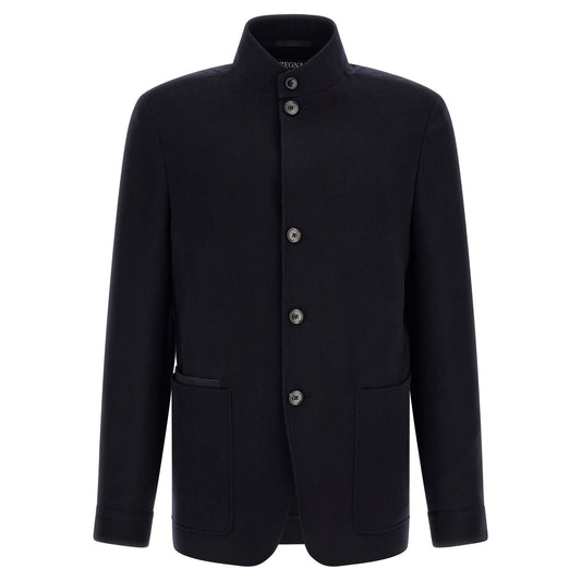 ZEGNA Blue Cashmere Full-Length Jacket