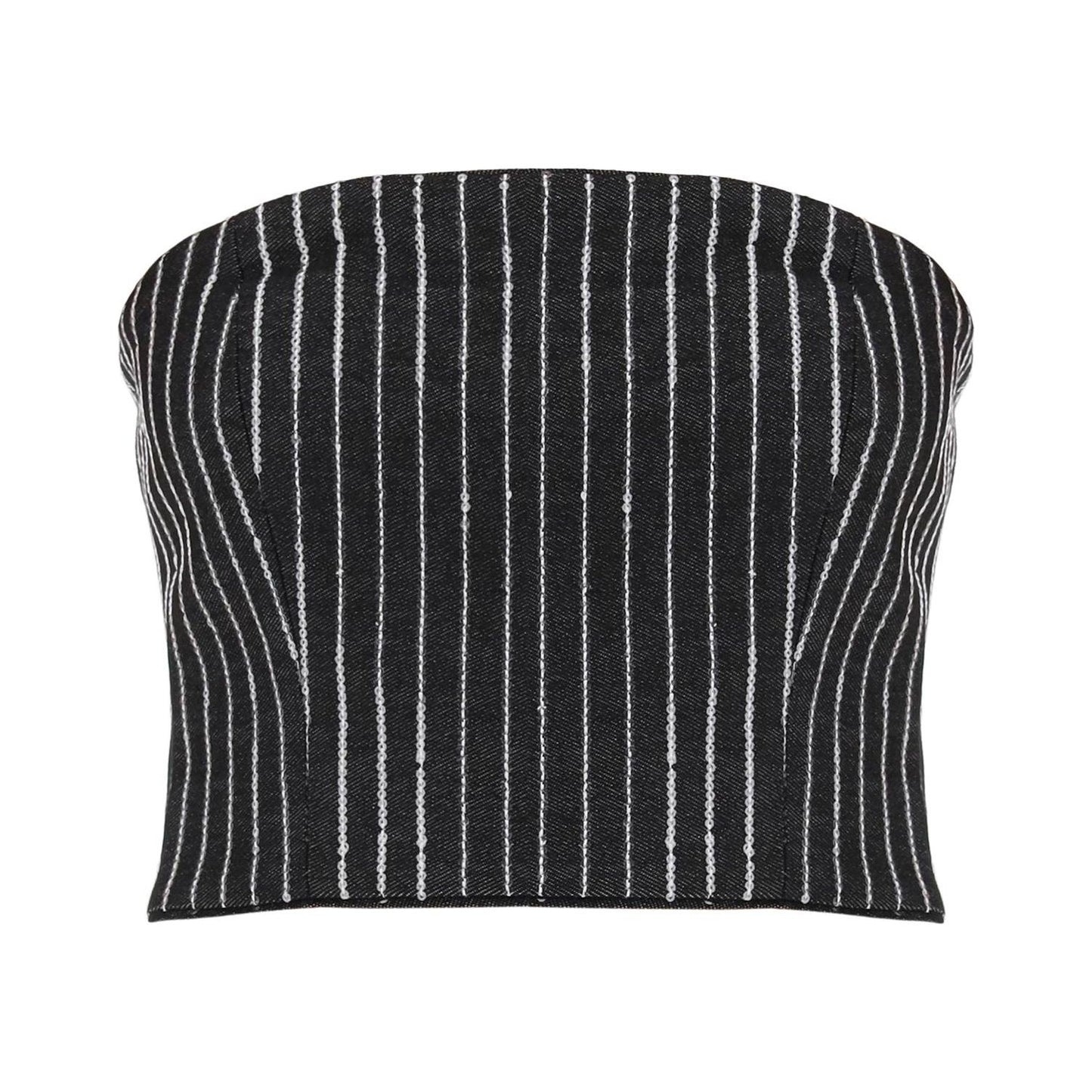 Rotate cropped top with sequined stripes Topwear Rotate