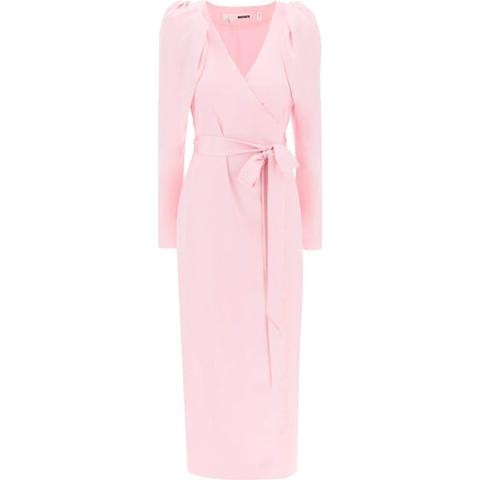 Rotate satin wrap midi dress with a crossover