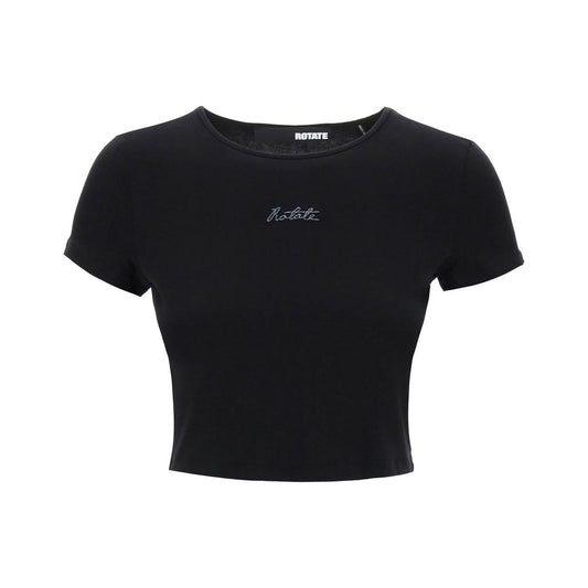 Rotate cropped t-shirt with embroidered lurex logo Topwear Rotate