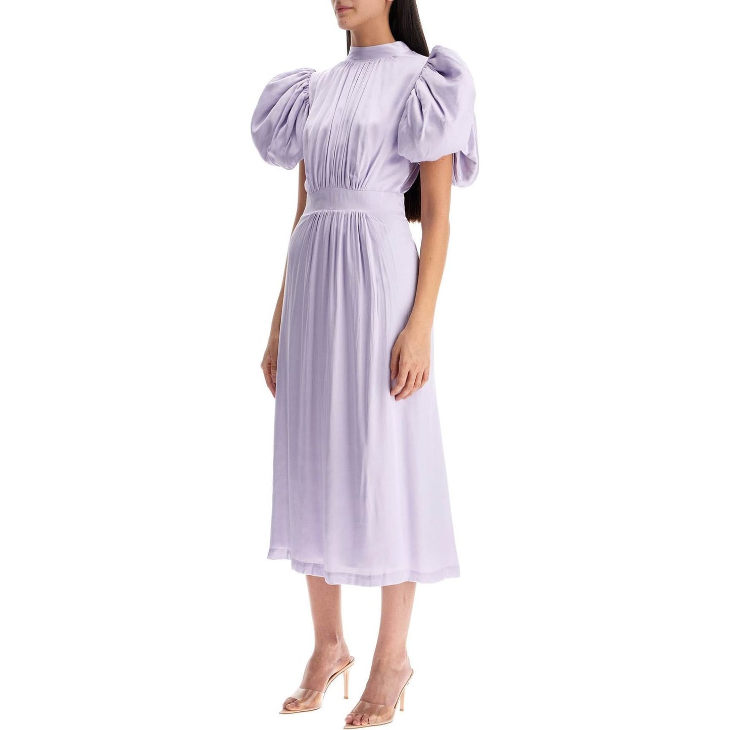 Rotate midi satin dress with puff sleeves Dresses Rotate