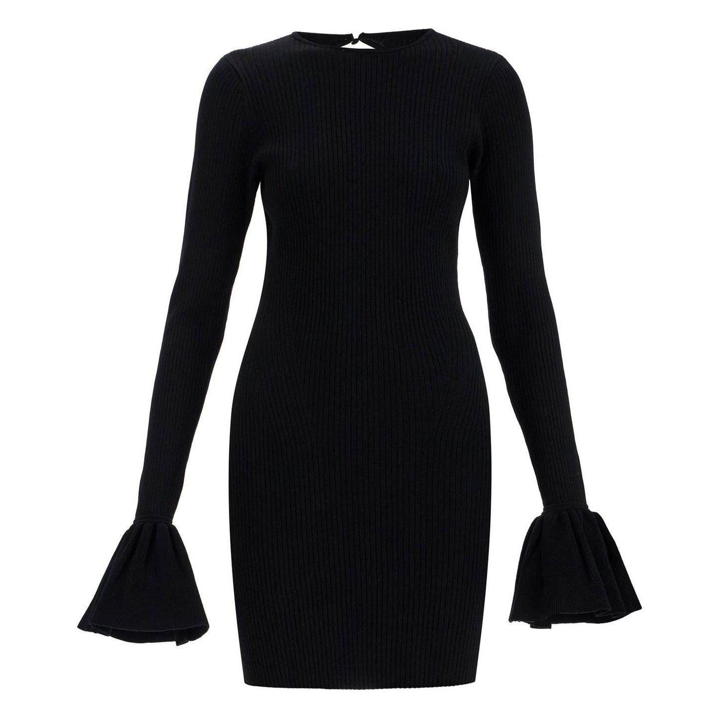 Rotate black viscose mini dress with cutout on the back and ribbed knit Dresses Rotate