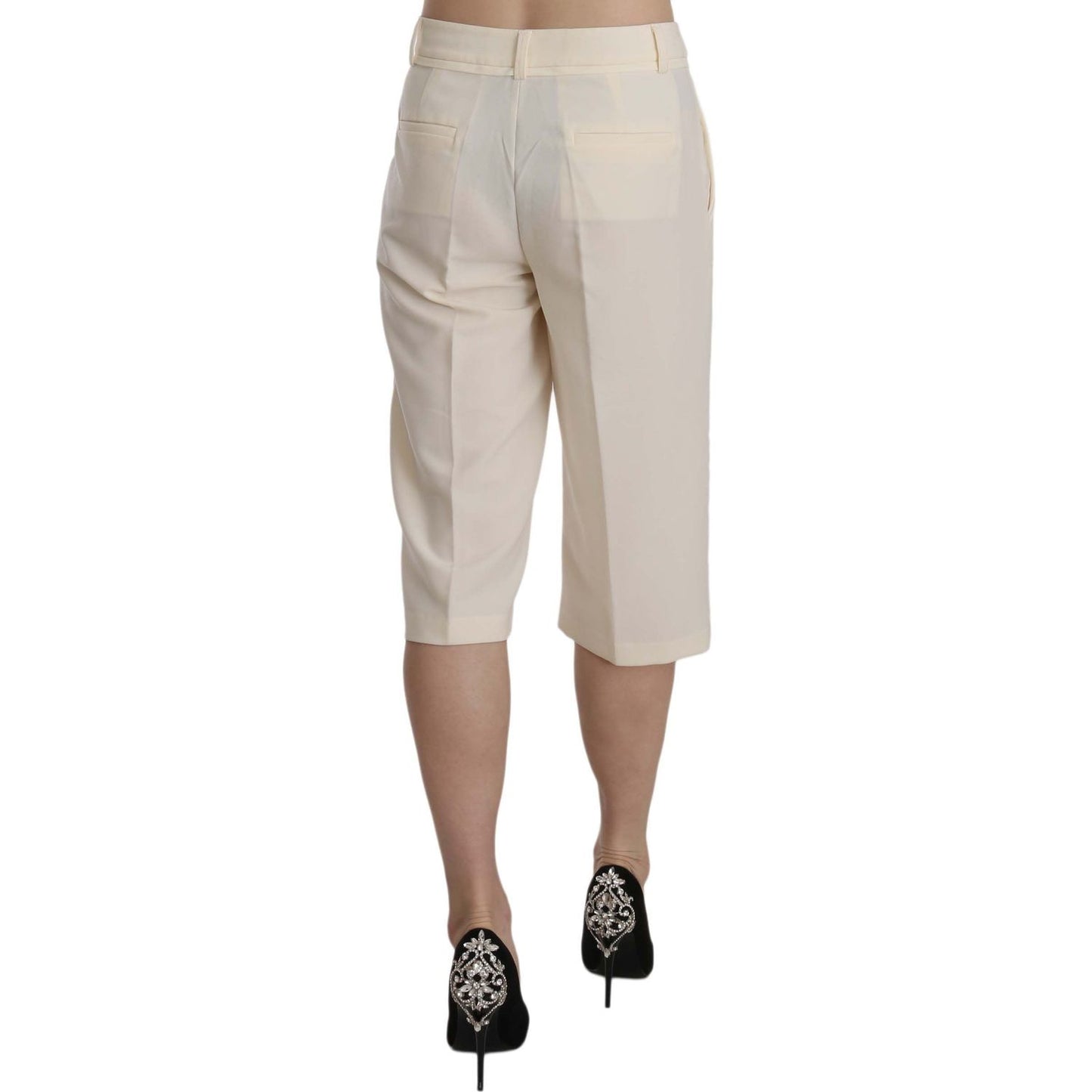 Silvian Heach Elegant Straight Cropped Pants in Cream Silvian Heach