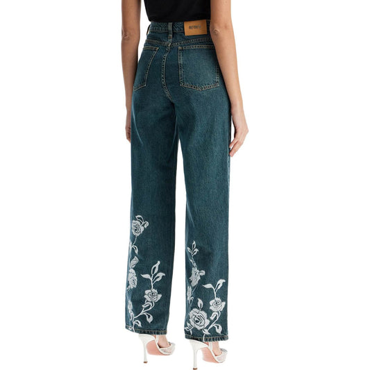 Rotate jeans in denim steel blue with floral details Jeans Rotate