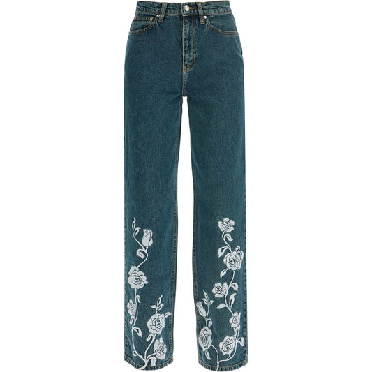 Rotate jeans in denim steel blue with floral details Jeans Rotate