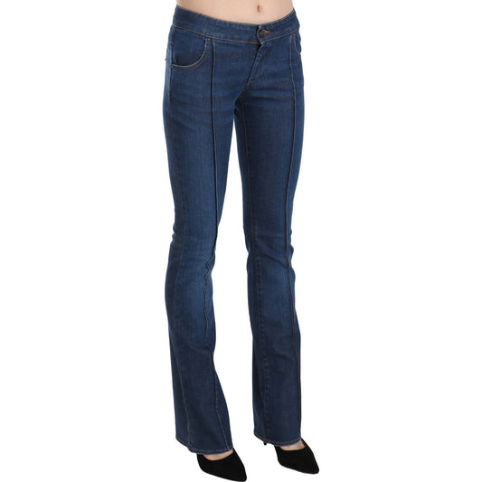 Just Cavalli Chic Blue Washed Boot Cut Denim Pants Just Cavalli