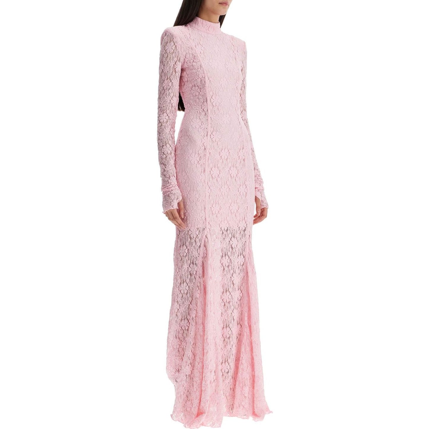 Rotate long pink lace dress with open back for special occasions Dresses Rotate