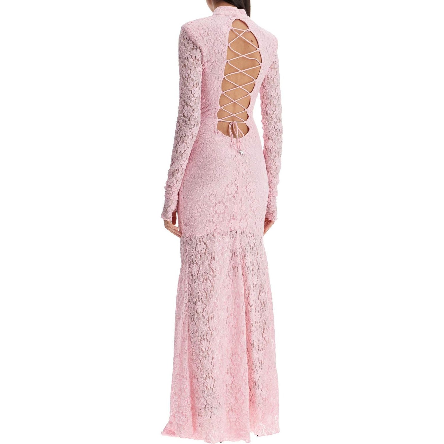 Rotate long pink lace dress with open back for special occasions Dresses Rotate