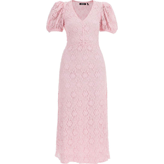 Rotate pink lace midi dress with puff sleeves Dresses Rotate