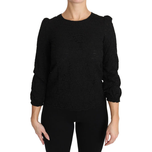 Dolce & Gabbana Elegant Black Floral Crewneck Blouse Dolce & Gabbana