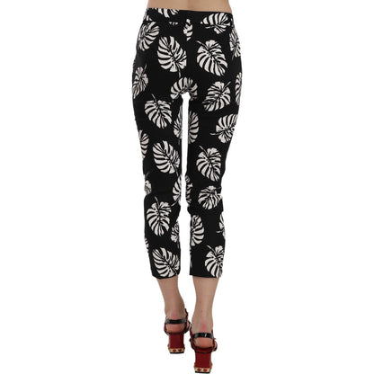 Dolce & Gabbana Black Palm Leaf Print Skinny Pants 1728,67345645728,Black,Clothing,Dolce & Gabbana,IT38|XS,Jeans & Pants - Women - Clothing,Material: 97% Cotton 3% Elastane,New with tags,Pants - Clothing,Skinny Pants - Pants - Clothing,Women,Women - Cloth