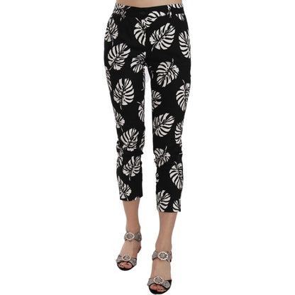 Dolce & Gabbana Black Palm Leaf Print Skinny Pants 1728,67345645728,Black,Clothing,Dolce & Gabbana,IT38|XS,Jeans & Pants - Women - Clothing,Material: 97% Cotton 3% Elastane,New with tags,Pants - Clothing,Skinny Pants - Pants - Clothing,Women,Women - Cloth