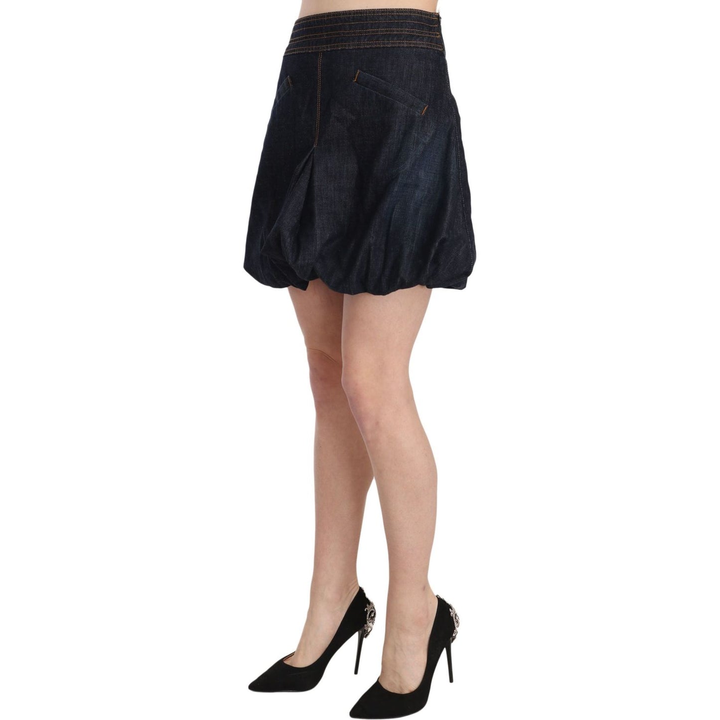 Exte Chic Dark Blue A-Line Mini Skirt Exte