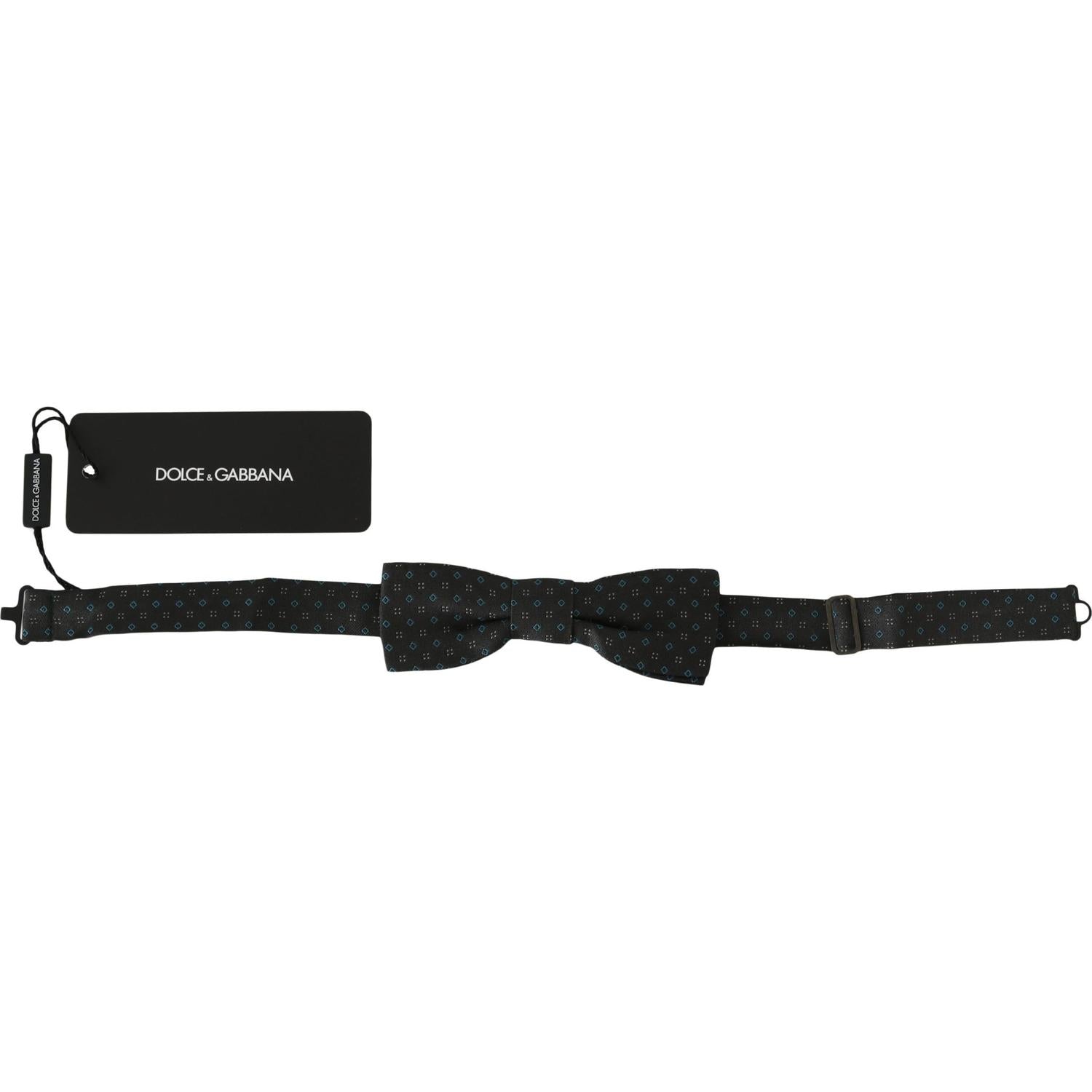 Dolce & Gabbana Men Gray Pattern Silk Adjustable Neck Papillon Bow Tie