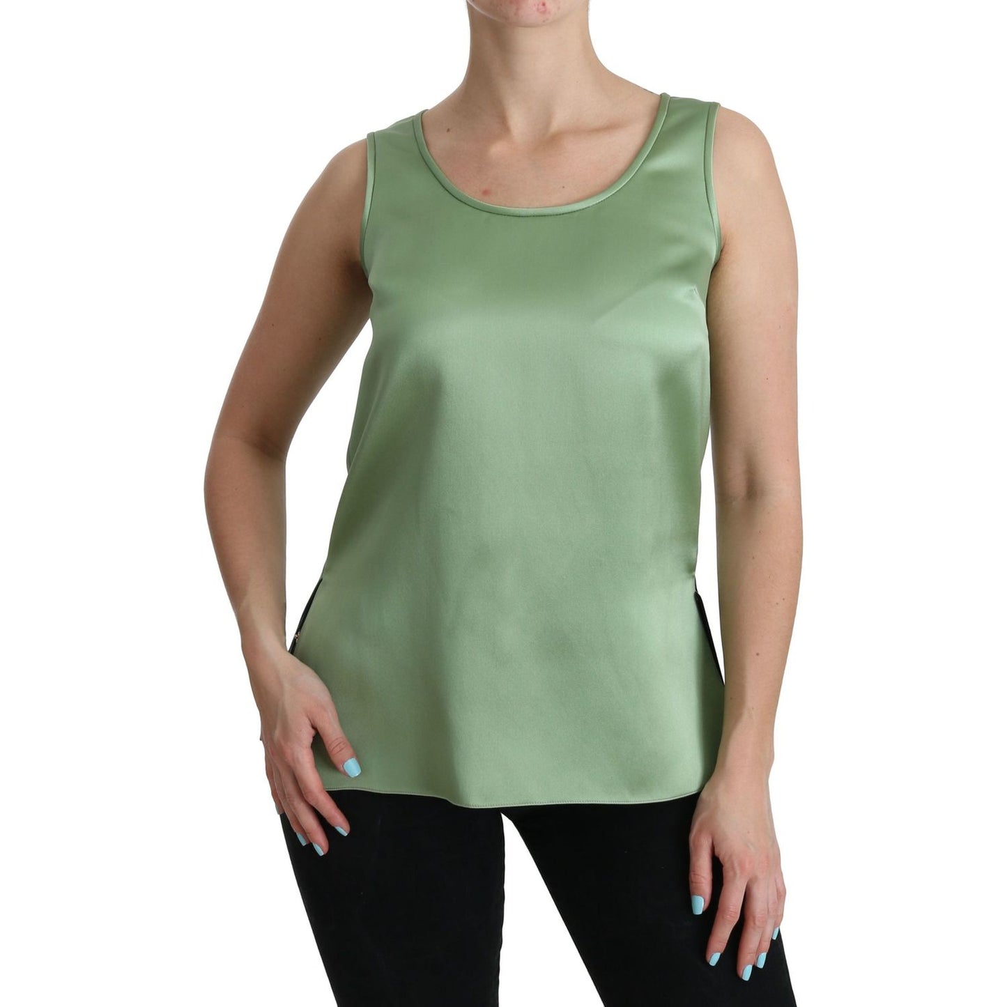 Dolce & Gabbana Elegant Silk Sleeveless Top in Light Mint Green Dolce & Gabbana