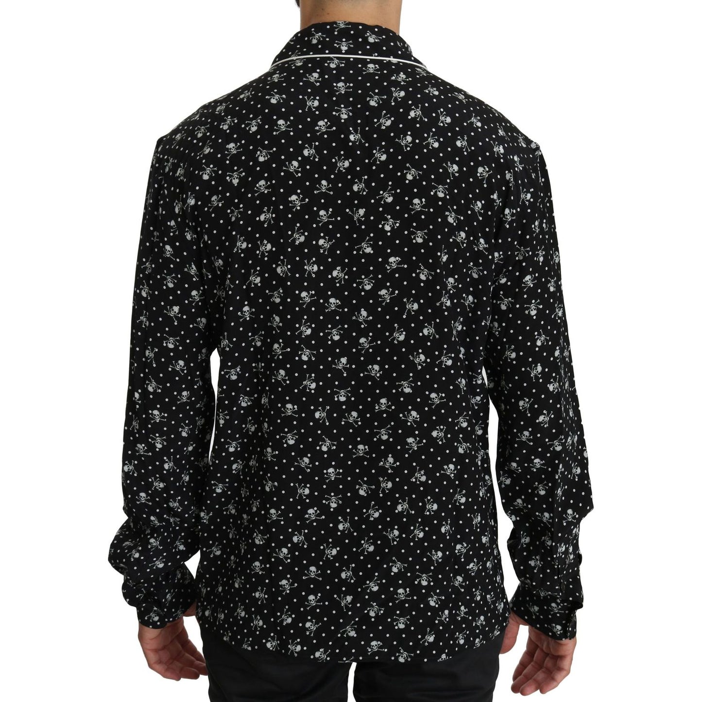 Dolce & Gabbana Elegant Silk Pajama Shirt with Skull Print Dolce & Gabbana