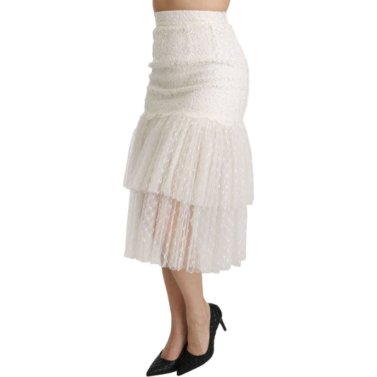 Dolce & Gabbana Elegant White Lace High-Waist Skirt Dolce & Gabbana