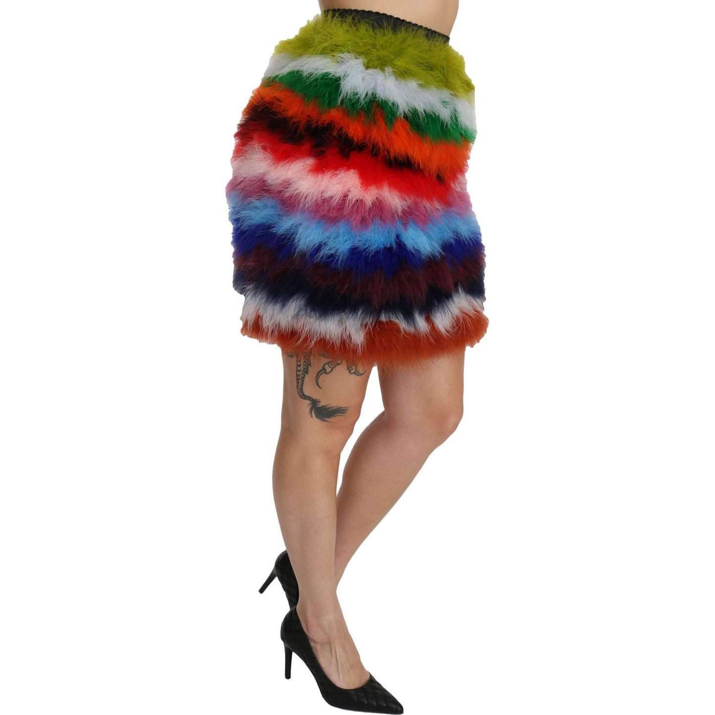 Dolce & Gabbana Chic Feather Embellished High Waist Skirt Dolce & Gabbana