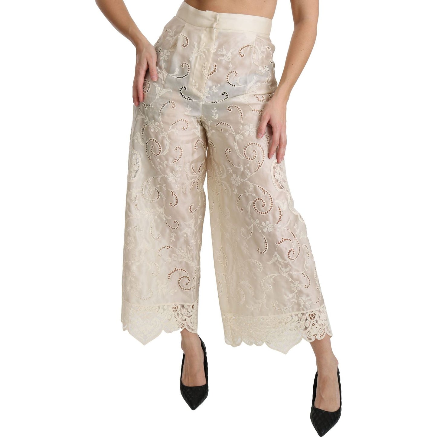 Dolce & Gabbana Elegant High Waist Palazzo Cropped Pants Dolce & Gabbana