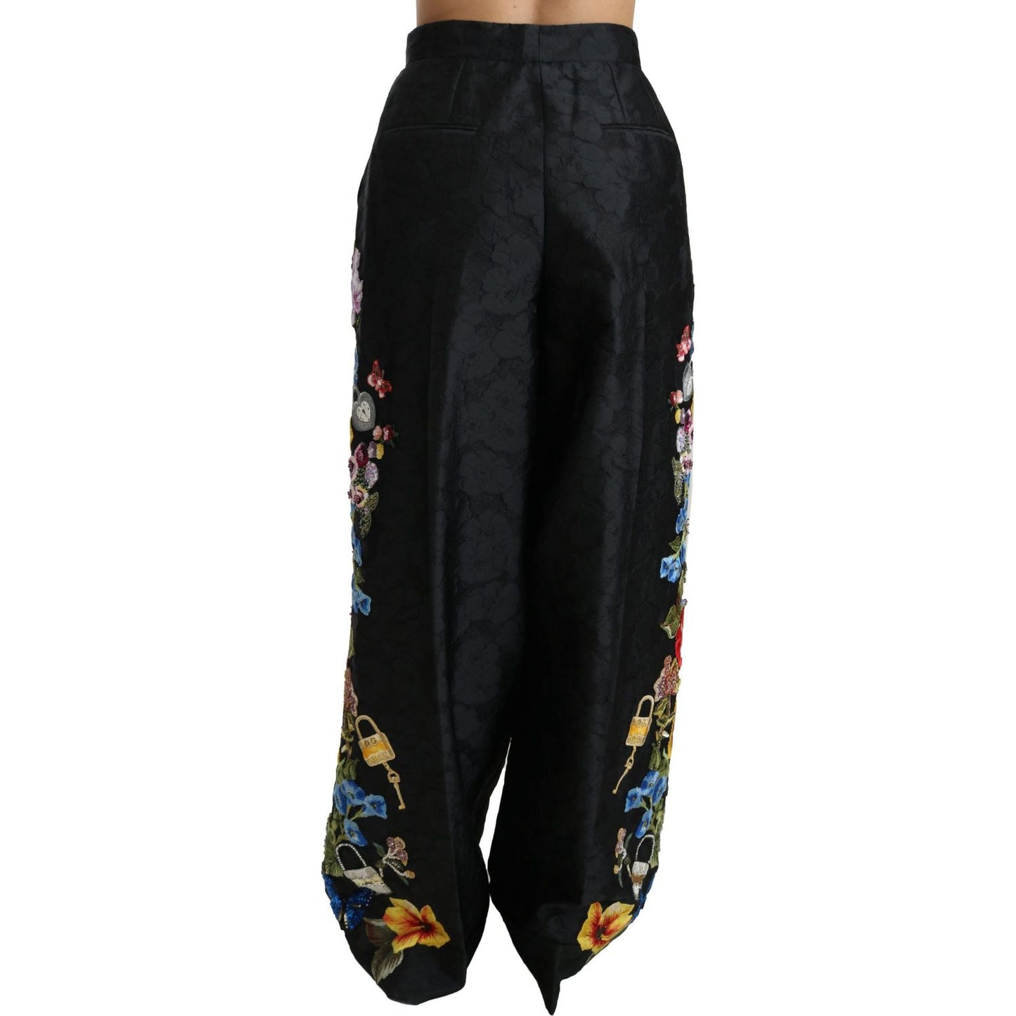 Dolce & Gabbana Elegant High Waist Wide Leg Floral Pants Dolce & Gabbana