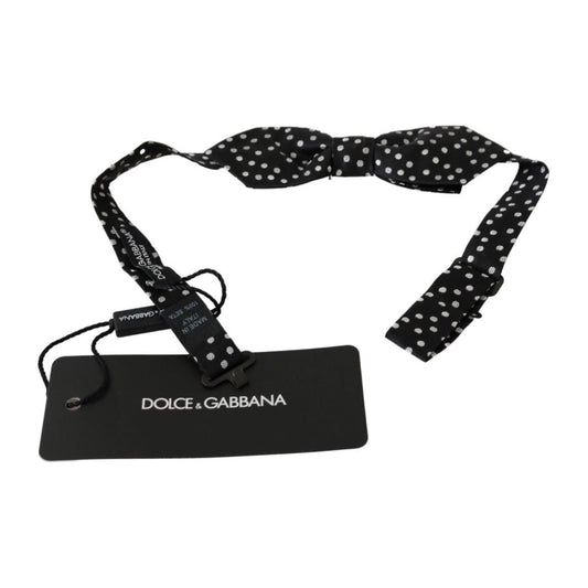 Dolce & Gabbana Elegant Black Polka Dot Silk Bow Tie